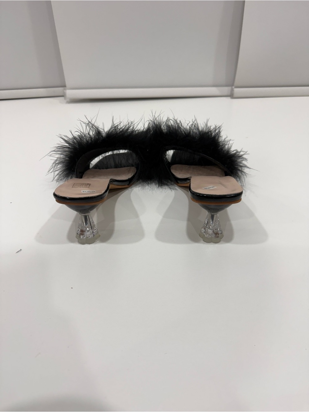Women’s Black Feather Slide Mules - Picture 4 of 6